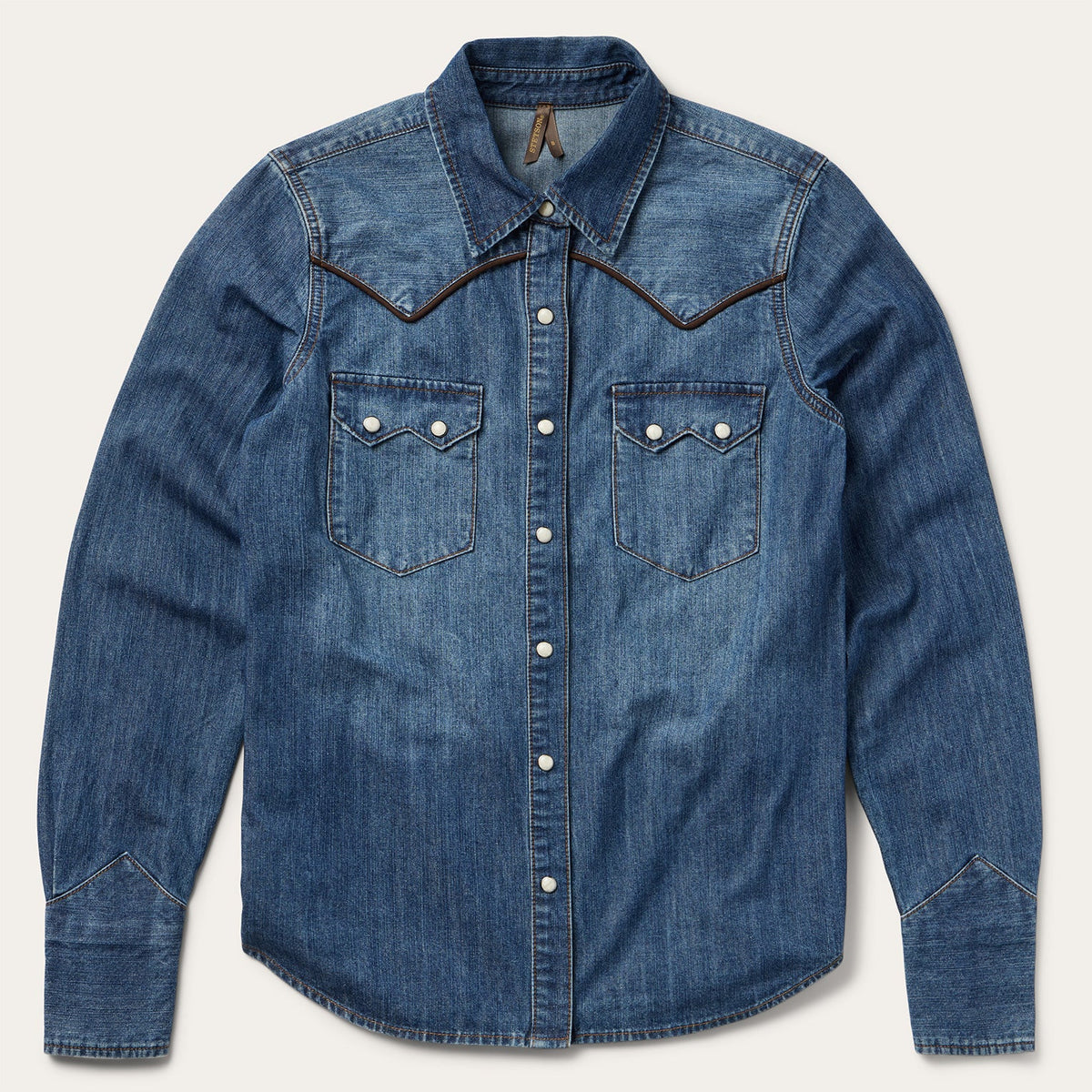 Piped Dark Denim Western Shirt Blue | Stetson Women