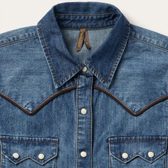 Piped Dark Denim Western Shirt Blue | Stetson Women