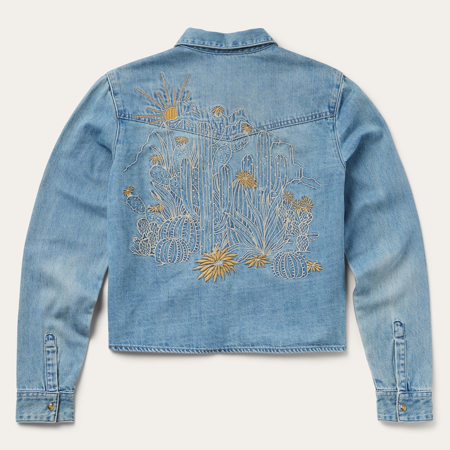 Embroidered Denim Cropped Shirt Blue | Stetson Women