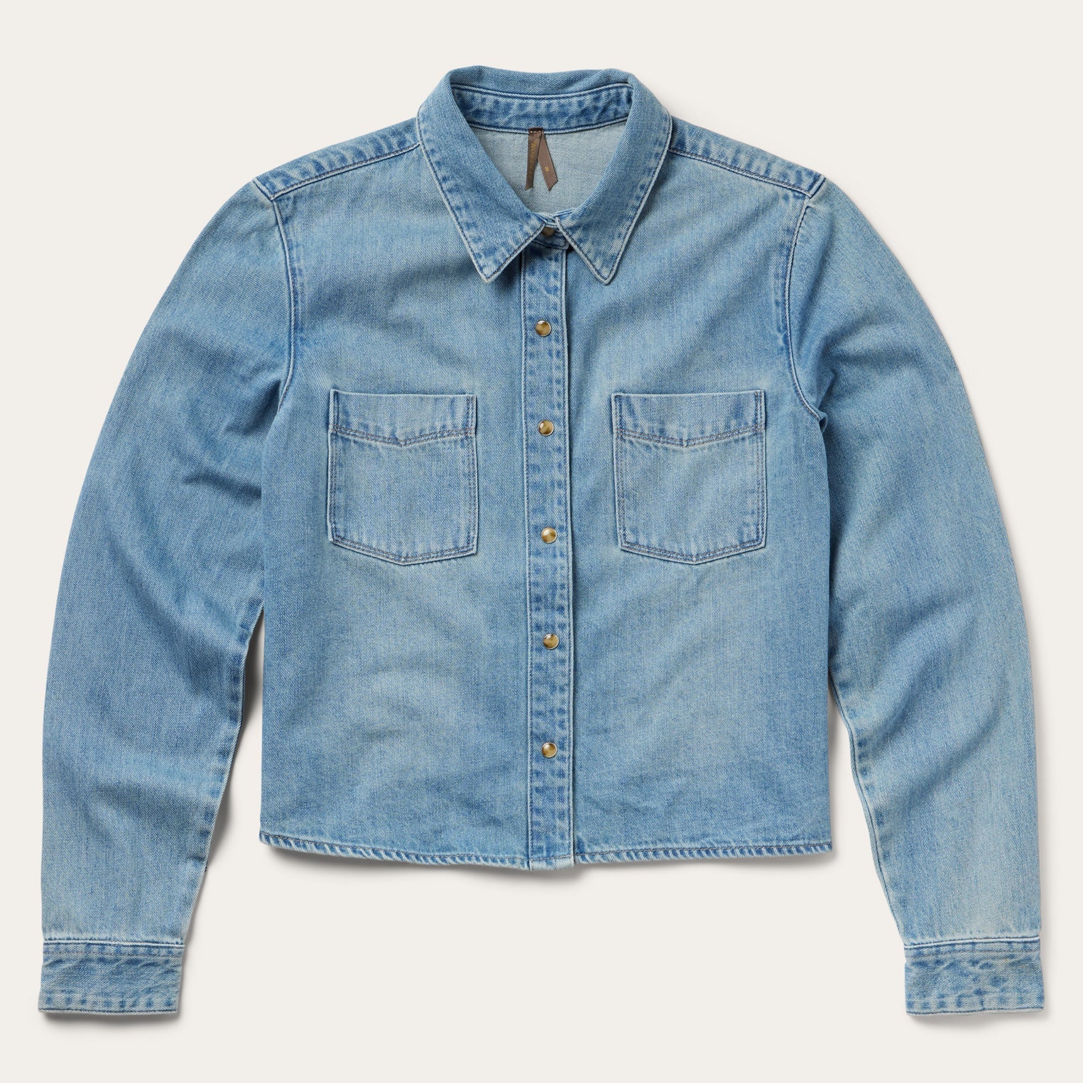Embroidered Denim Cropped Shirt Blue | Stetson Women