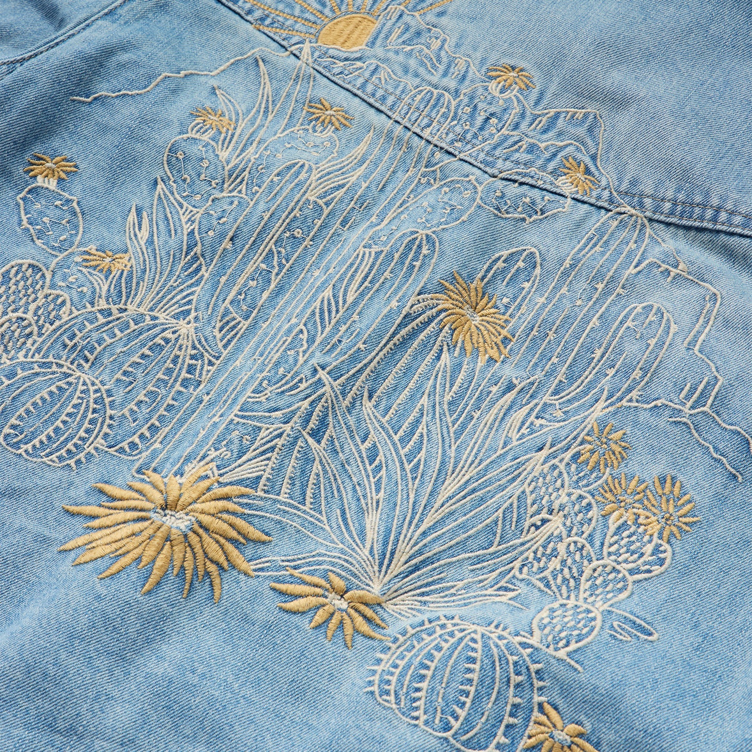 Embroidered Denim Cropped Shirt Blue | Stetson Women
