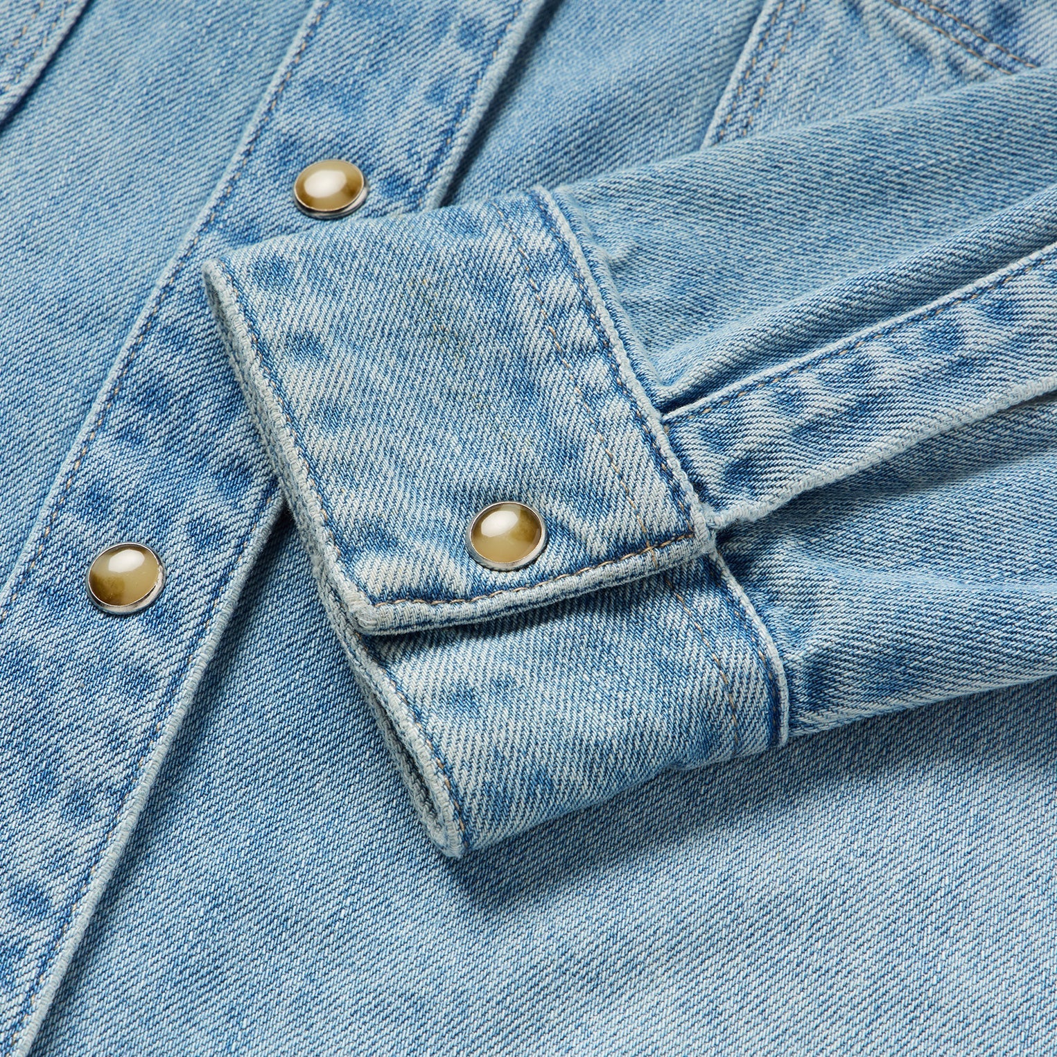 Embroidered Denim Cropped Shirt Blue | Stetson Women