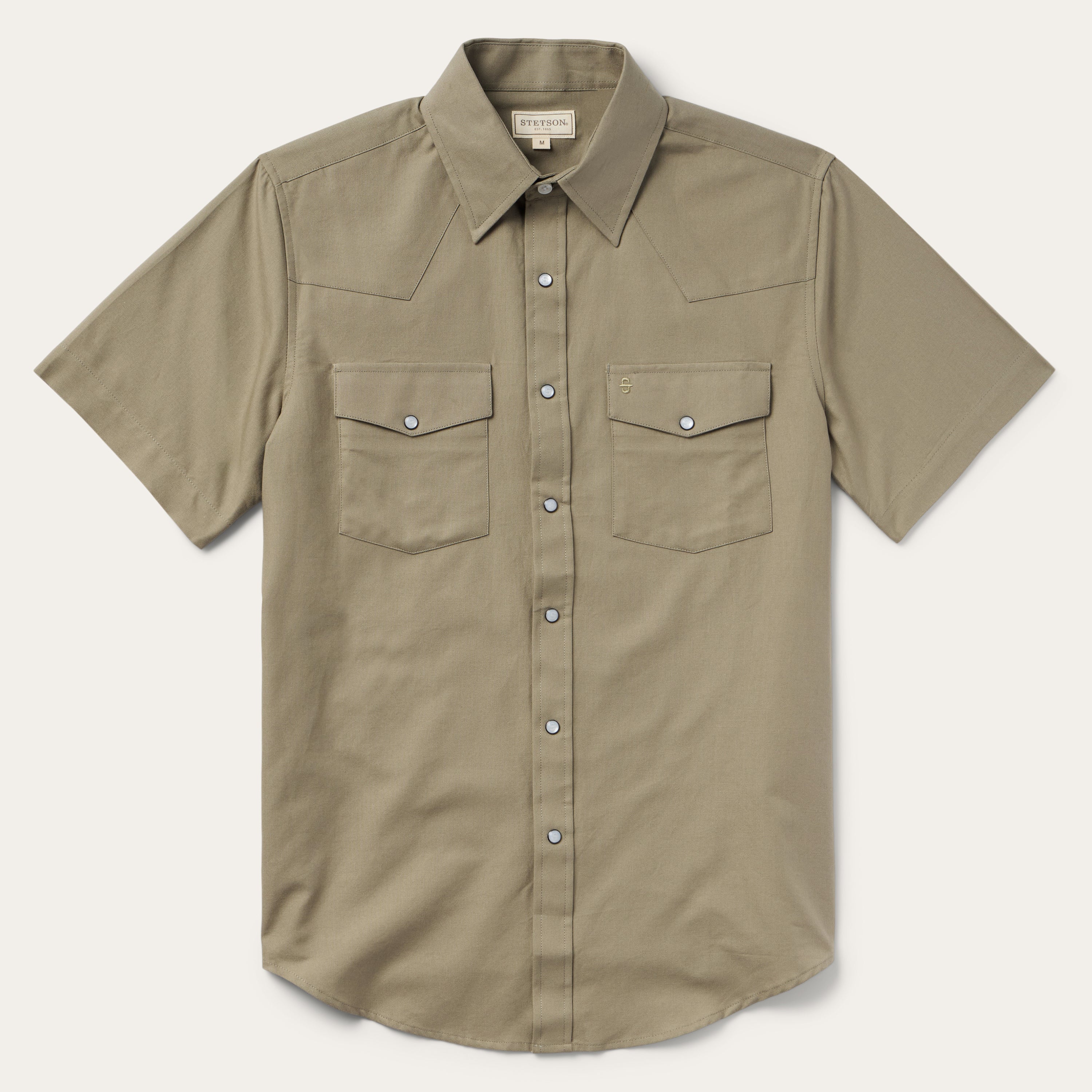 Olive Oxford Short Sleeve Western Shirt Olive | Stetson Men