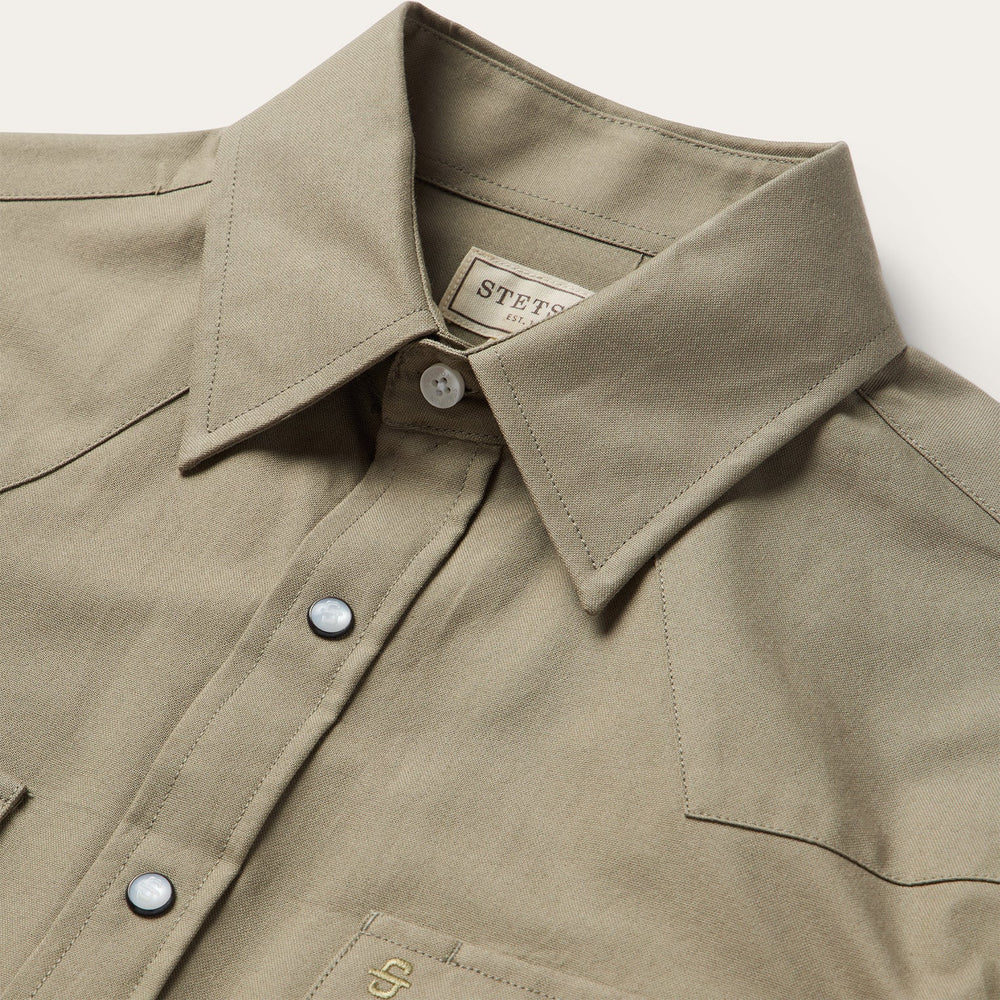 Olive Oxford Western Shirt Olive | Stetson Men