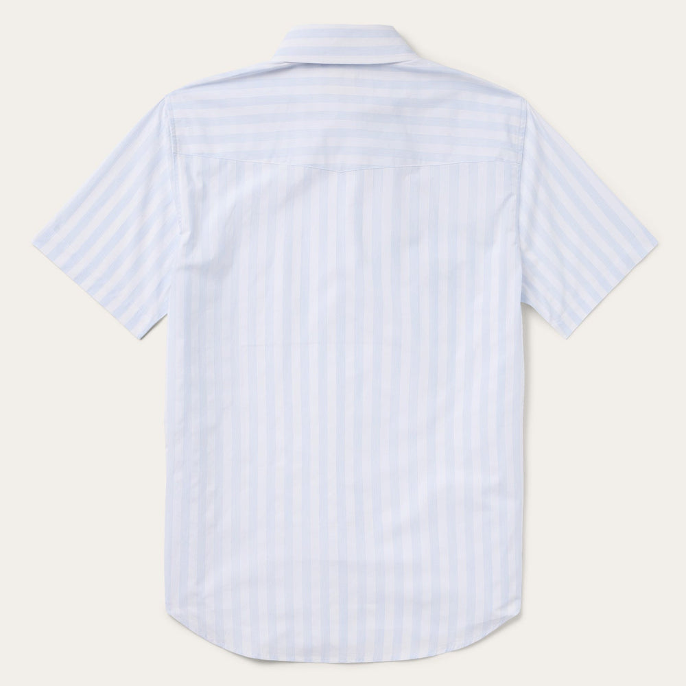 Stripe Oxford Short Sleeve Western Shirt White W/ Blue Stripe | Stetson Men