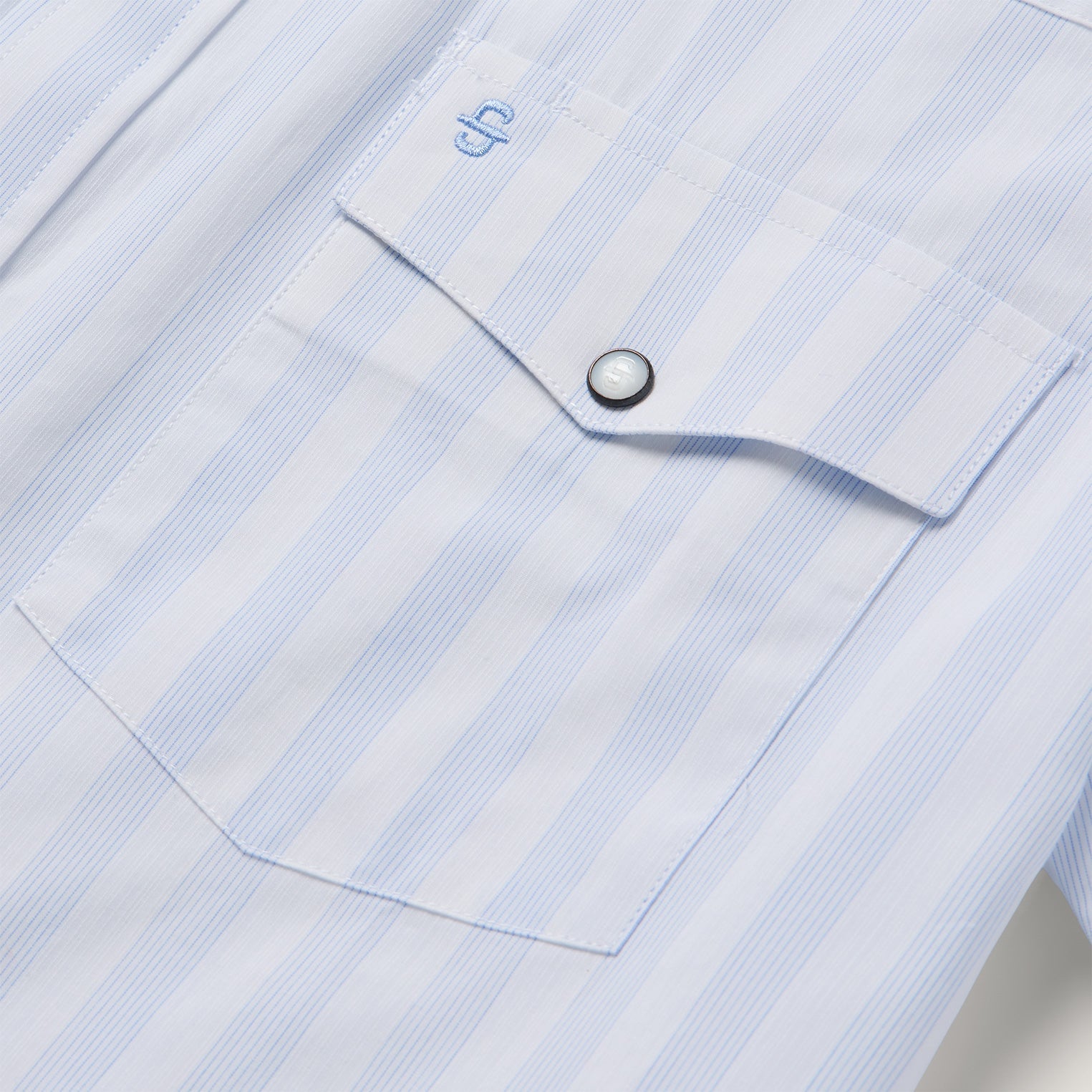 Stripe Oxford Short Sleeve Western Shirt White W/ Blue Stripe | Stetson Men