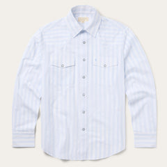 Stripe Oxford Western Shirt White W/ Blue Stripe | Stetson Men