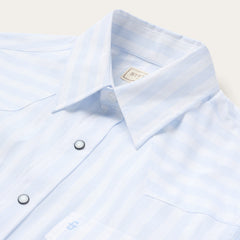 Stripe Oxford Western Shirt White W/ Blue Stripe | Stetson Men