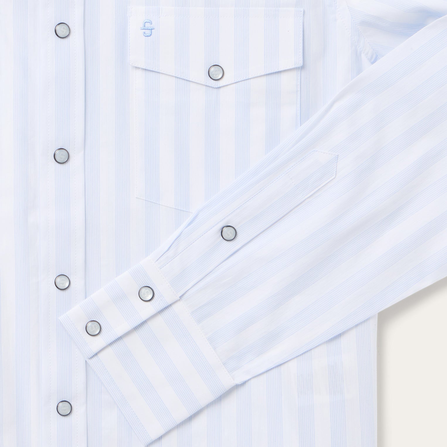 Stripe Oxford Western Shirt White W/ Blue Stripe | Stetson Men