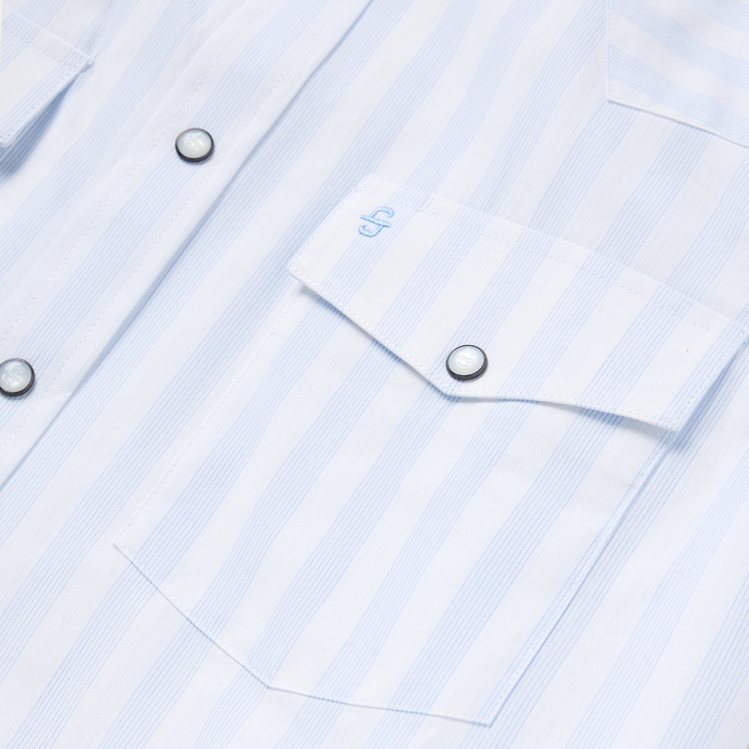 Stripe Oxford Western Shirt White W/ Blue Stripe | Stetson Men