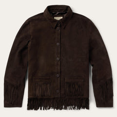 Two Pocket Fringe Suede Jacket Brown | Stetson Women