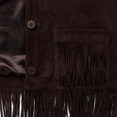 Two Pocket Fringe Suede Jacket Brown | Stetson Women