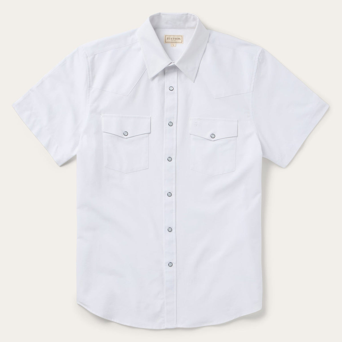 White Oxford Short Sleeve Western Shirt White | Stetson Men