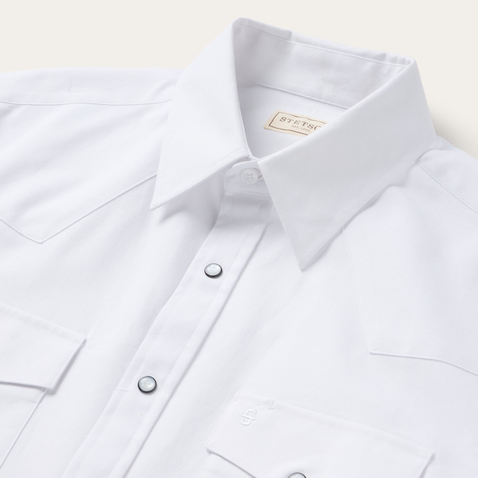 White Oxford Short Sleeve Western Shirt White | Stetson Men