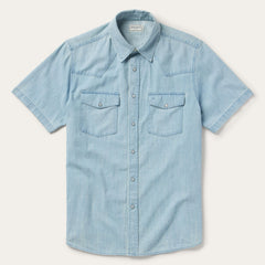 Chambray Oxford Short Sleeve Western Shirt Blue | Stetson Men