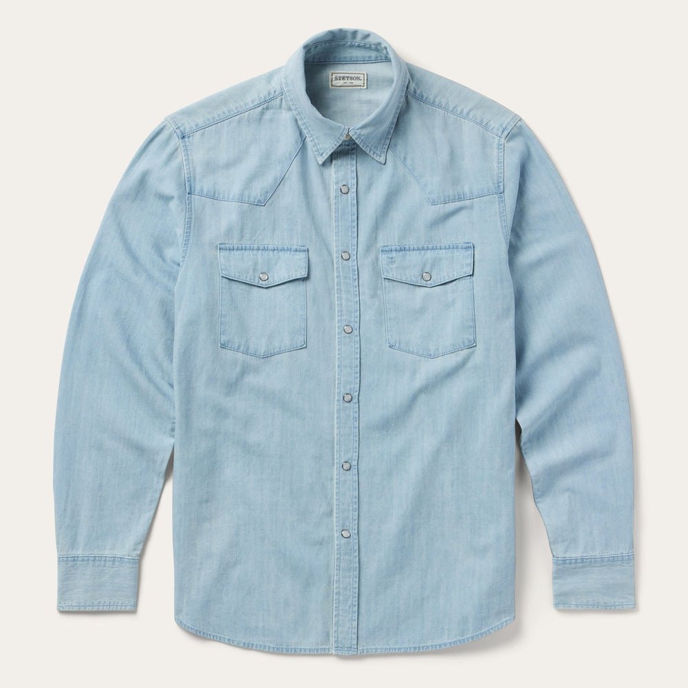 Chambray Oxford Western Shirt Blue | Stetson Men
