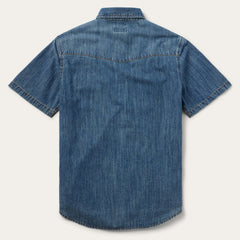 Turquoise Snap Short Sleeve Denim Shirt Blue | Stetson Men