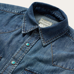 Turquoise Snap Short Sleeve Denim Shirt Blue | Stetson Men