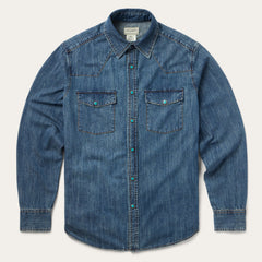 Turquoise Snap Lightweight Denim Shirt Blue | Stetson Men