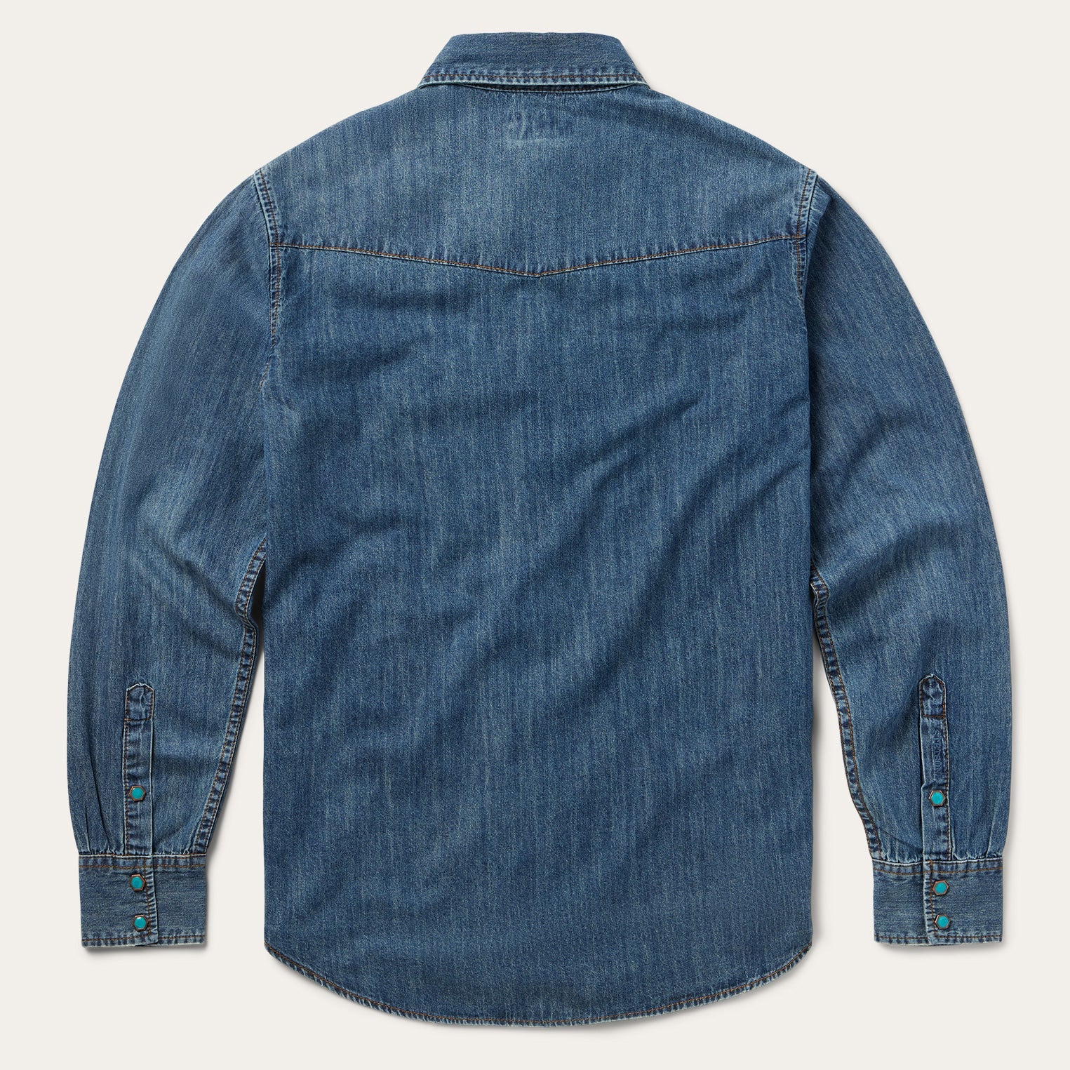 Turquoise Snap Lightweight Denim Shirt Blue | Stetson Men
