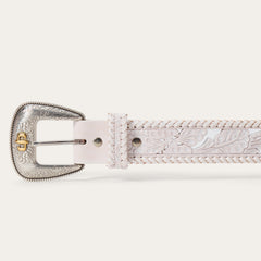 Tooled Laced Edge Belt White | Stetson Women