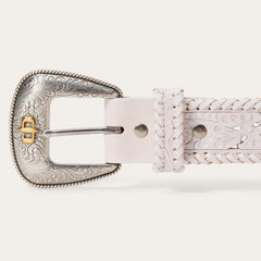 Tooled Laced Edge Belt White | Stetson Women