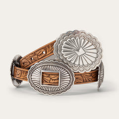 Southwestern Tooled Concho Belt Brown | Stetson Women