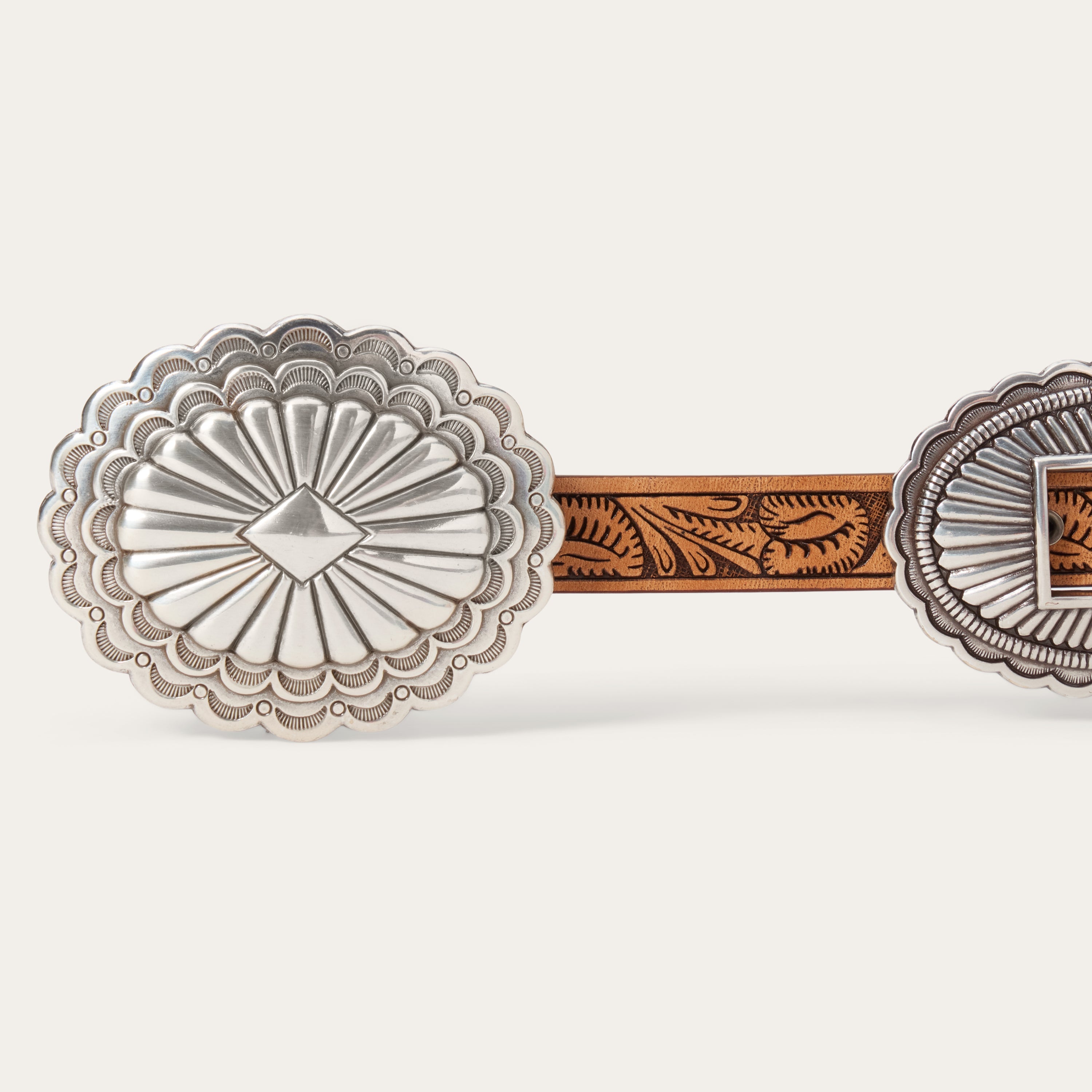 Southwestern Tooled Concho Belt Brown | Stetson Women