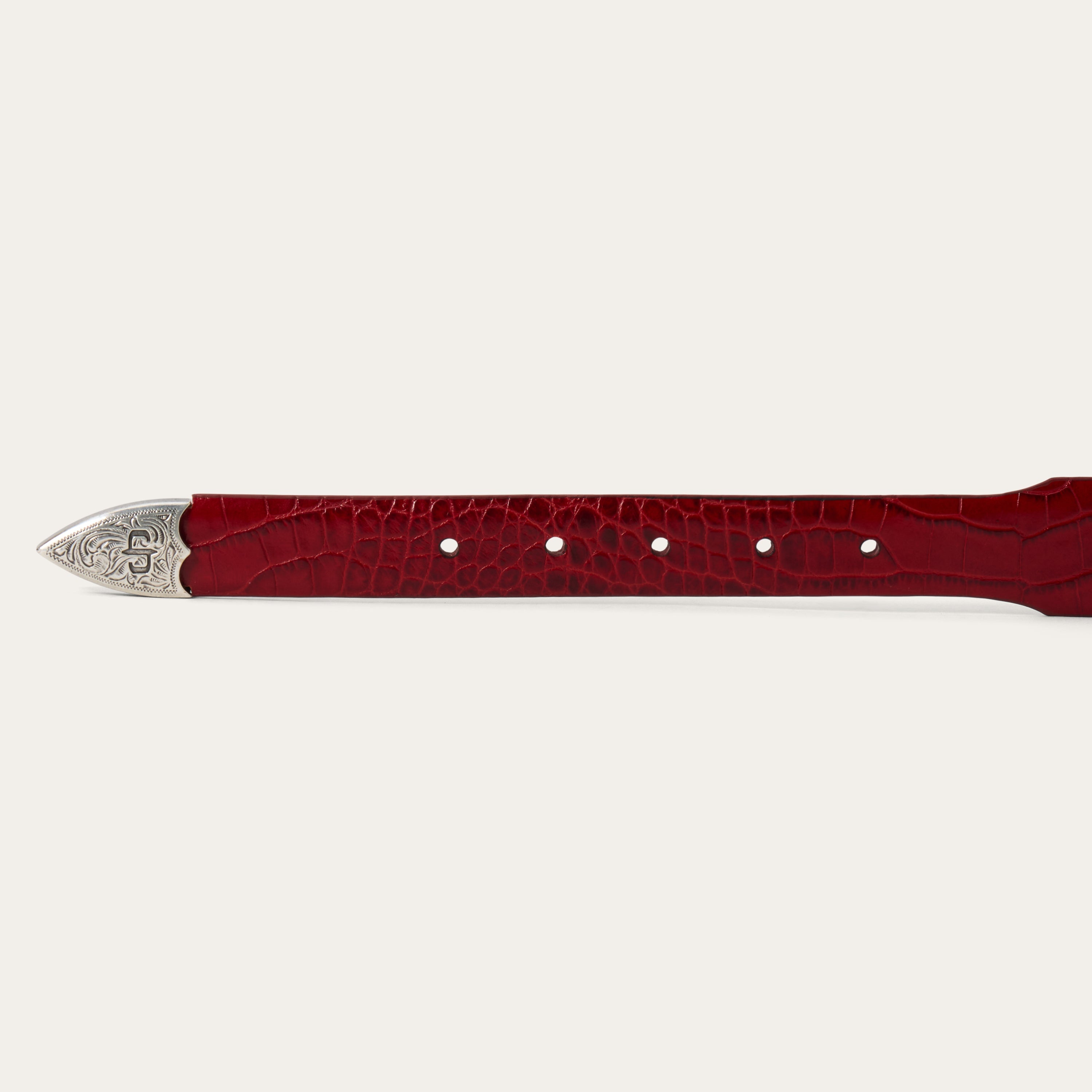 Croco Print Tapered Belt Red | Stetson Women