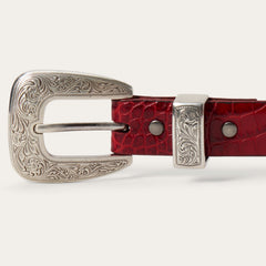 Croco Print Tapered Belt Red | Stetson Women