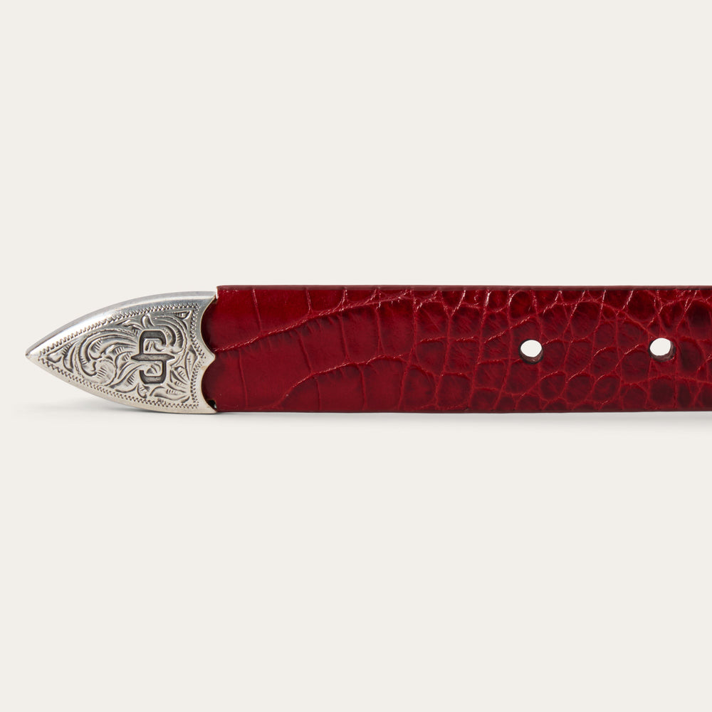 Croco Print Tapered Belt Red | Stetson Women