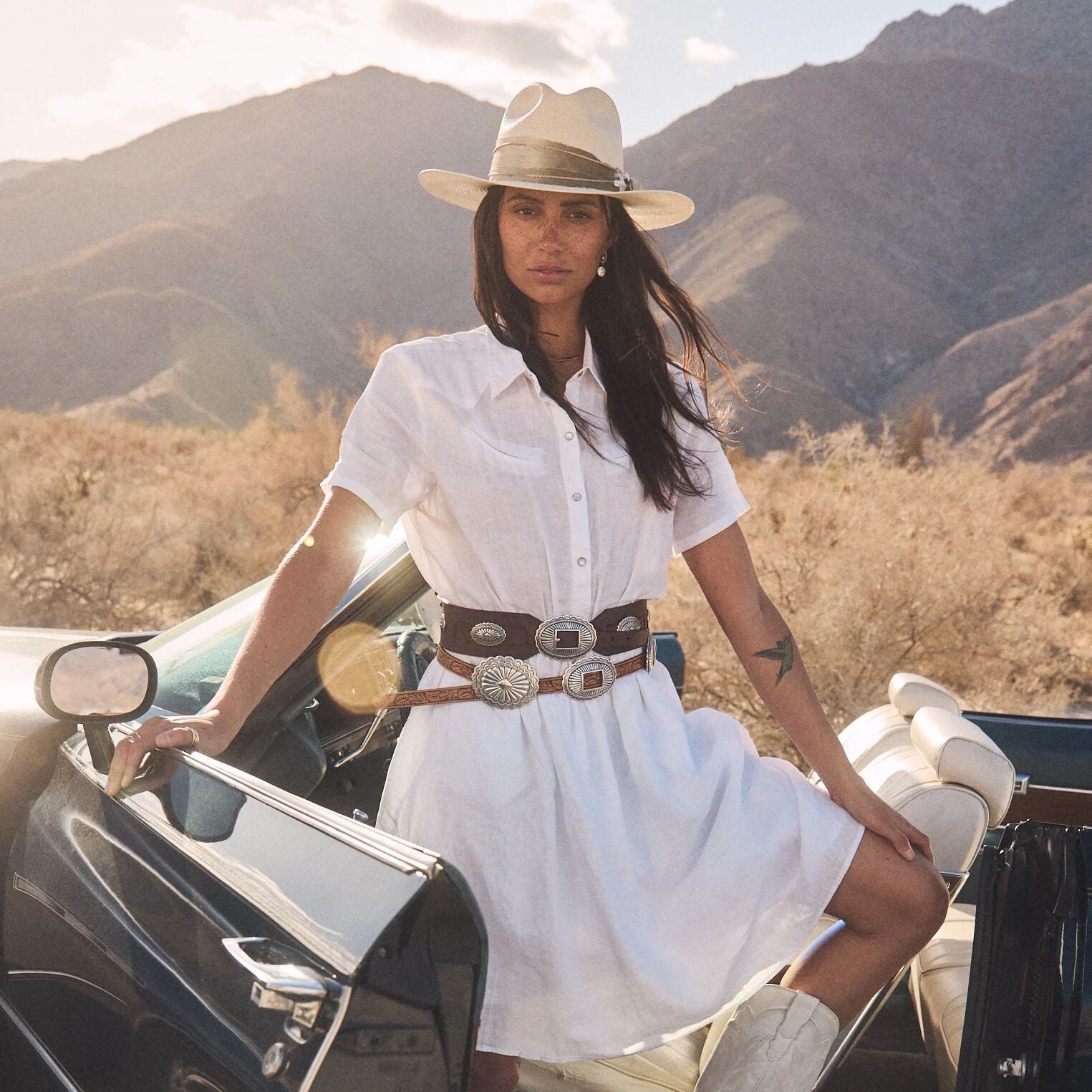 Southwestern Concho Wide Belt Brown | Stetson Women