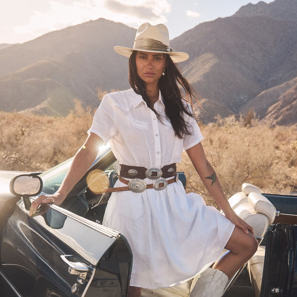 Southwestern Concho Wide Belt Brown | Stetson Women