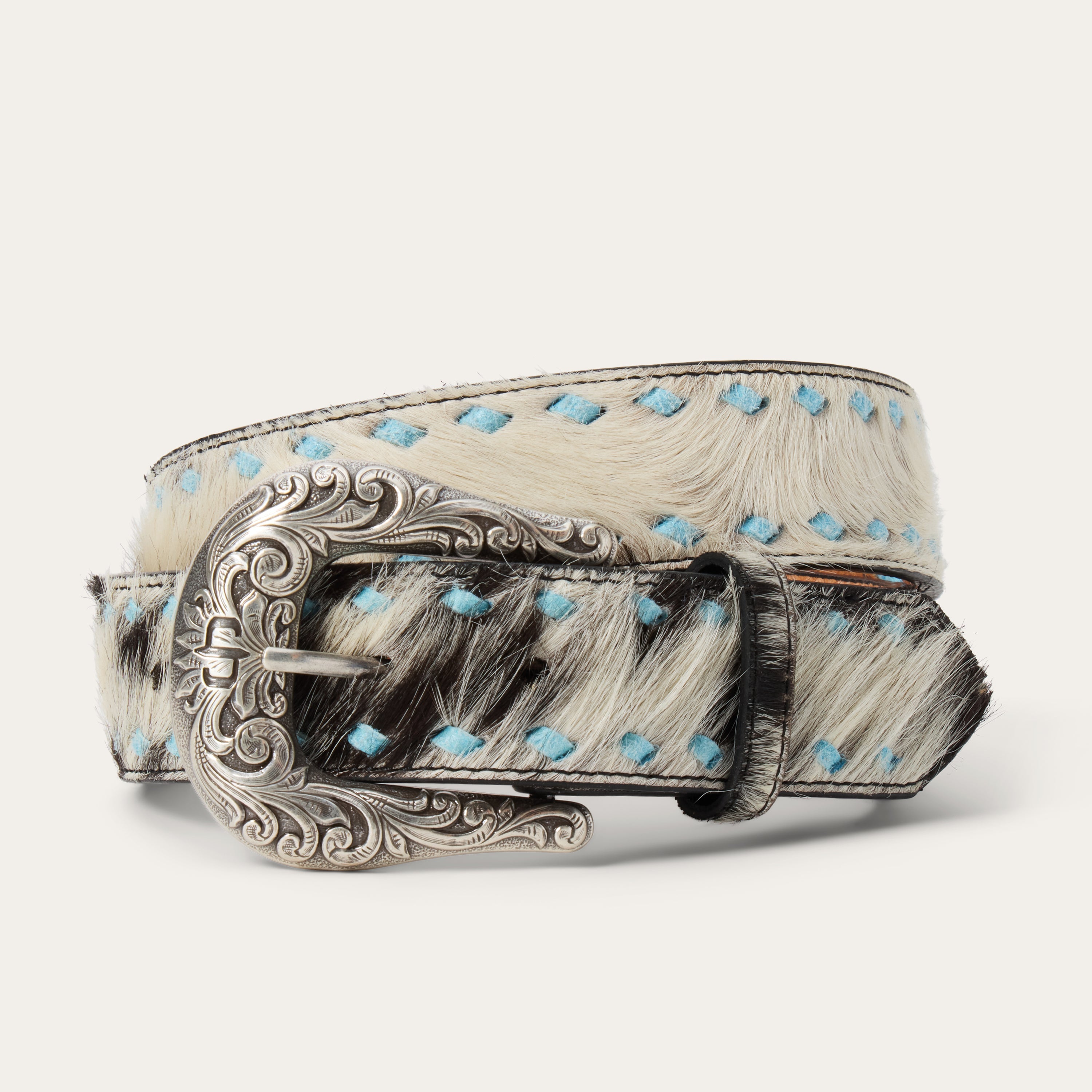 Hair-On-Hide Laced Belt Black / White | Stetson Women