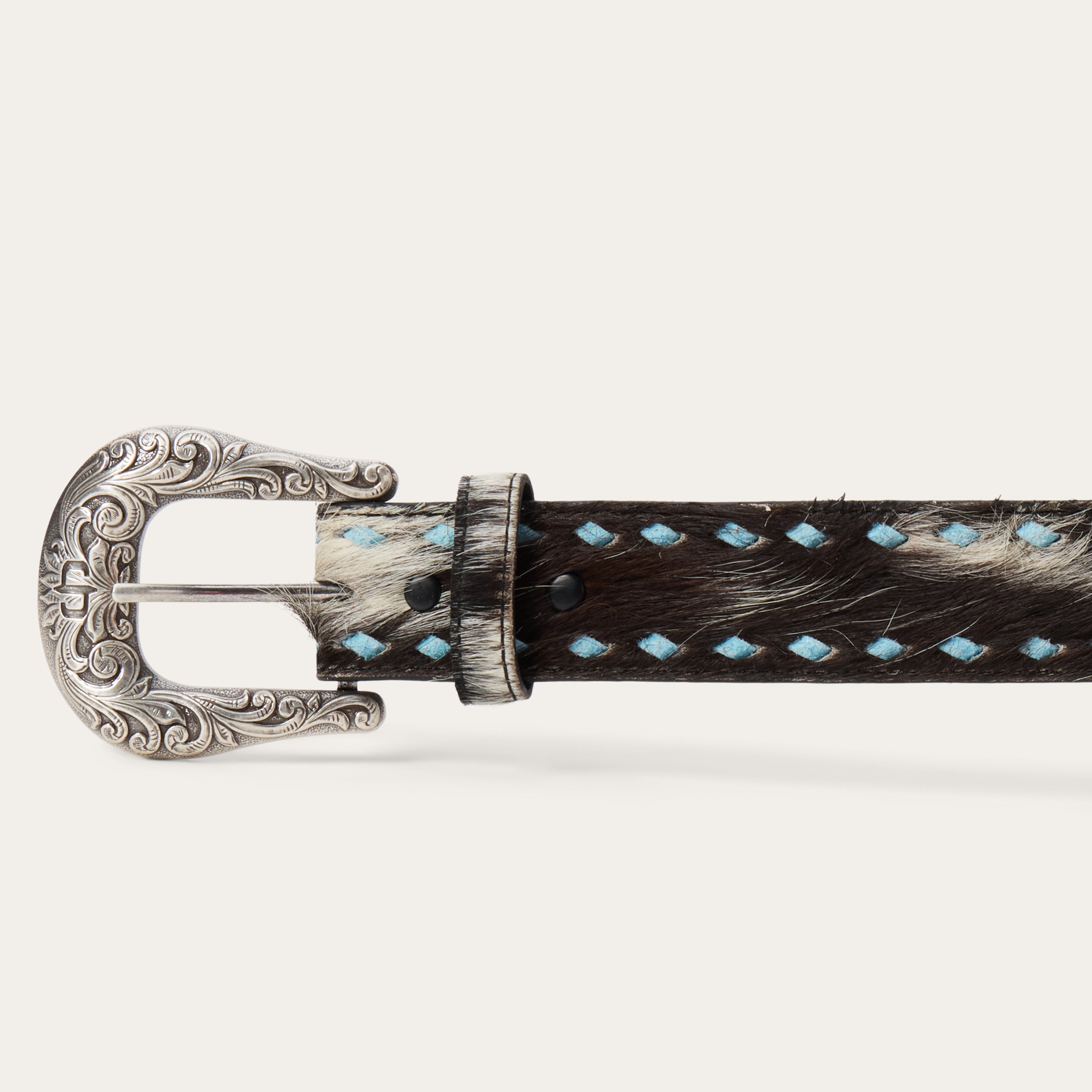 Hair-On-Hide Laced Belt Black / White | Stetson Women