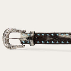 Hair-On-Hide Laced Belt Black / White | Stetson Women
