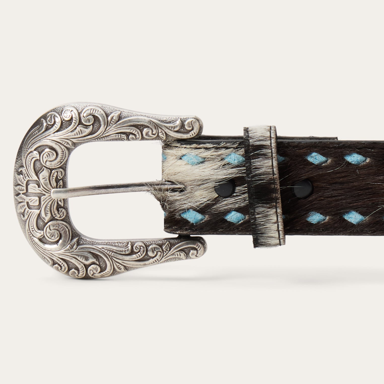 Hair-On-Hide Laced Belt Black / White | Stetson Women