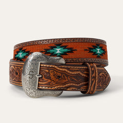 Tooled Tab Embroidered Belt Tan | Stetson Women