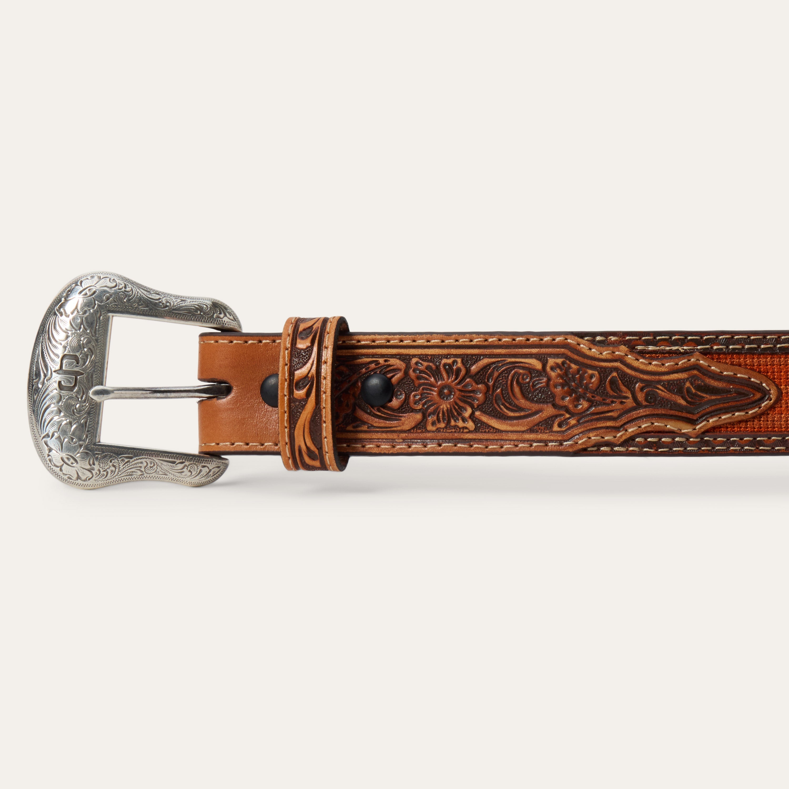 Tooled Tab Embroidered Belt Tan | Stetson Women