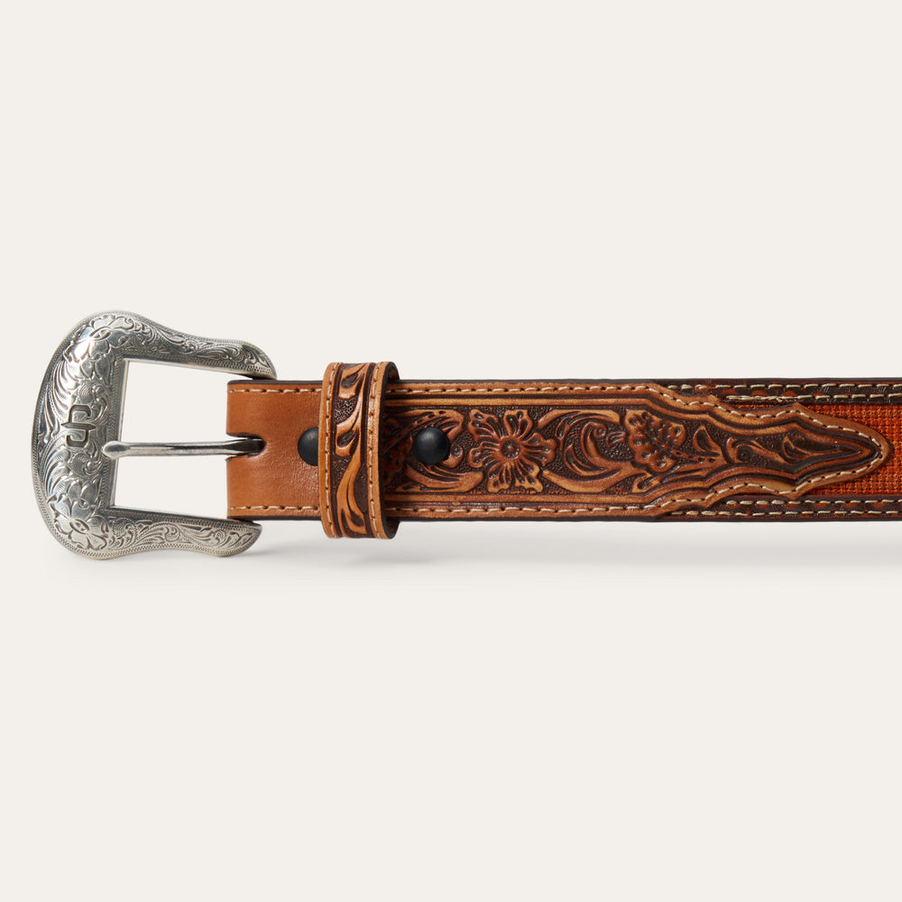Tooled Tab Embroidered Belt Tan | Stetson Women