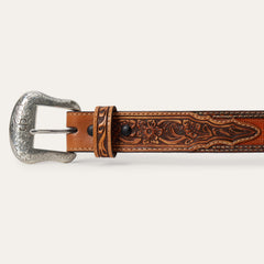 Tooled Tab Embroidered Belt Tan | Stetson Women