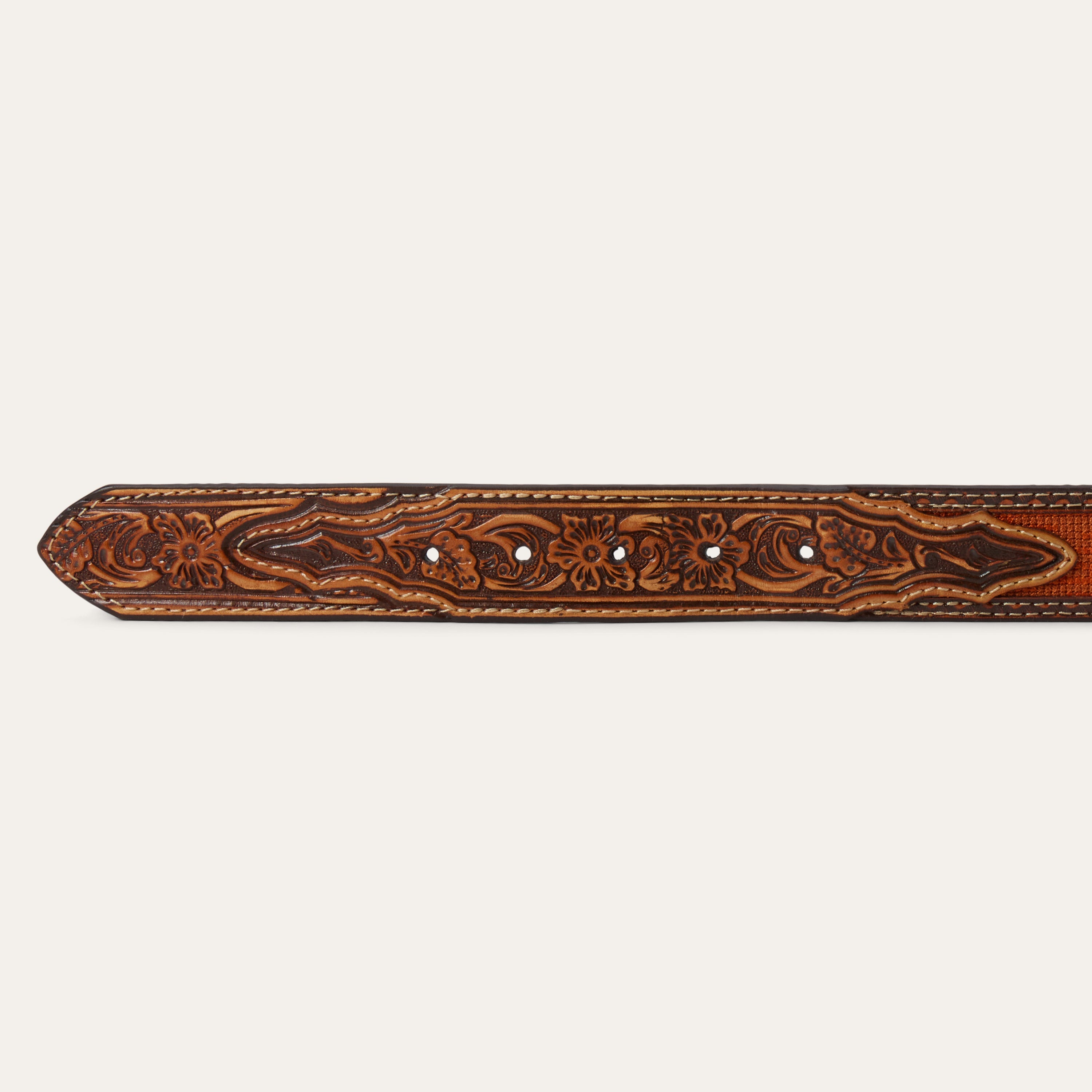 Tooled Tab Embroidered Belt Tan | Stetson Women