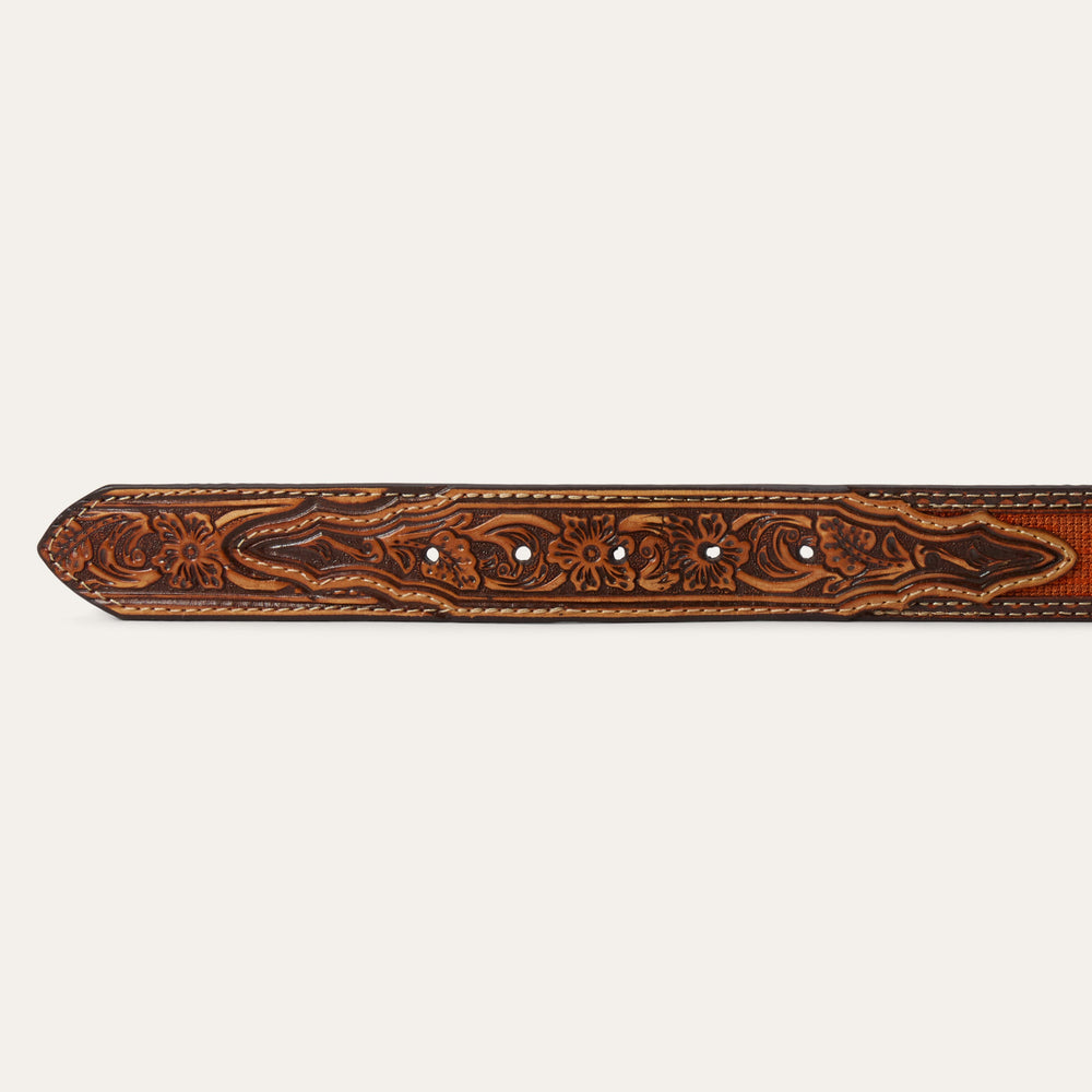 Tooled Tab Embroidered Belt Tan | Stetson Women
