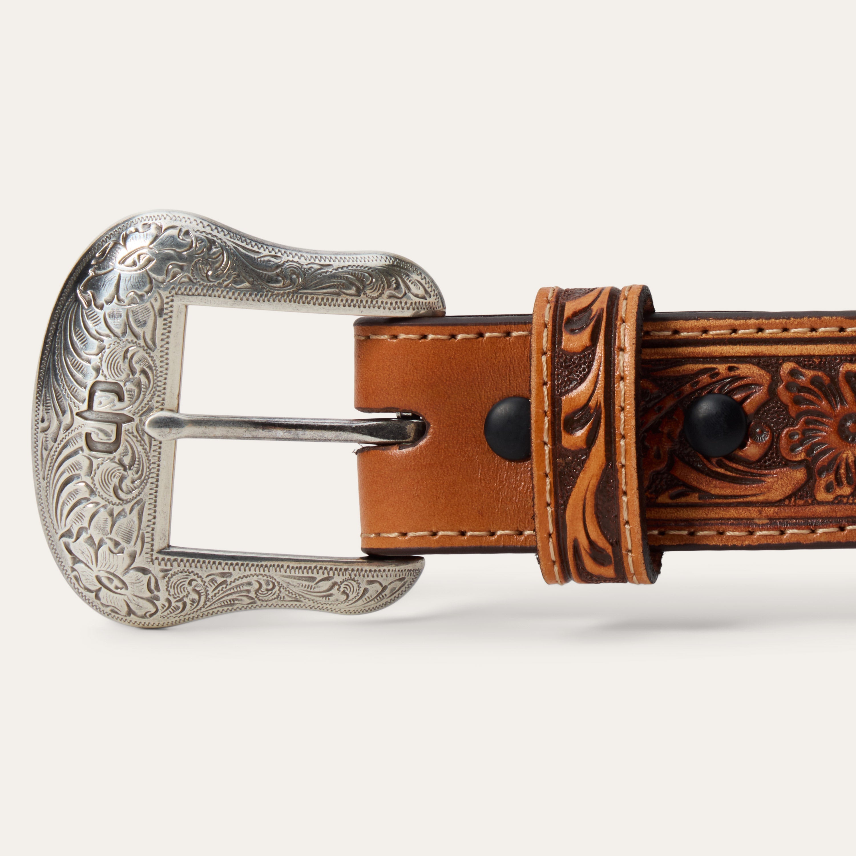 Tooled Tab Embroidered Belt Tan | Stetson Women