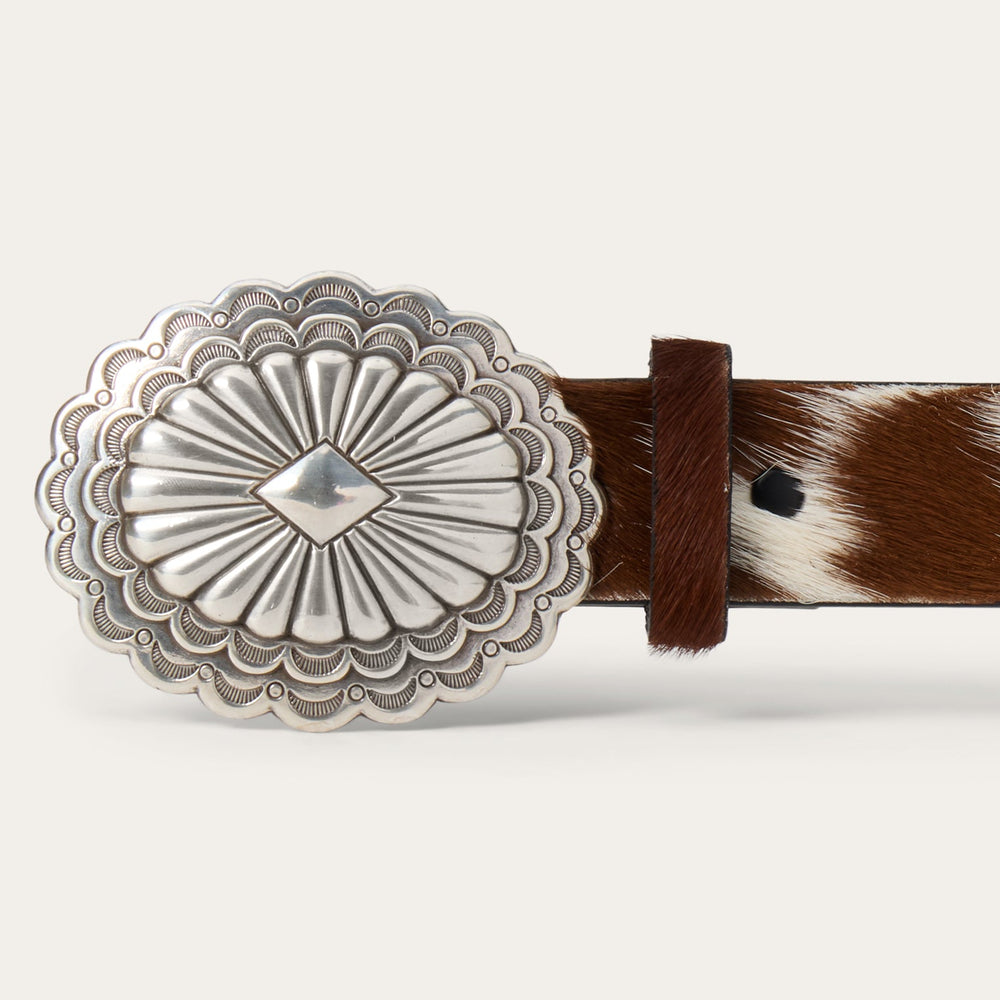 Hair-On-Hide Southwestern Buckle Belt Brown / White | Stetson Women