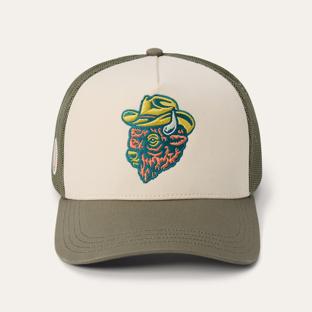 Outlaw Trucker Hat Olive/Cream | Stetson Hats