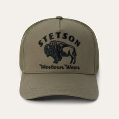 Bison Trucker Hat Olive | Stetson Hats