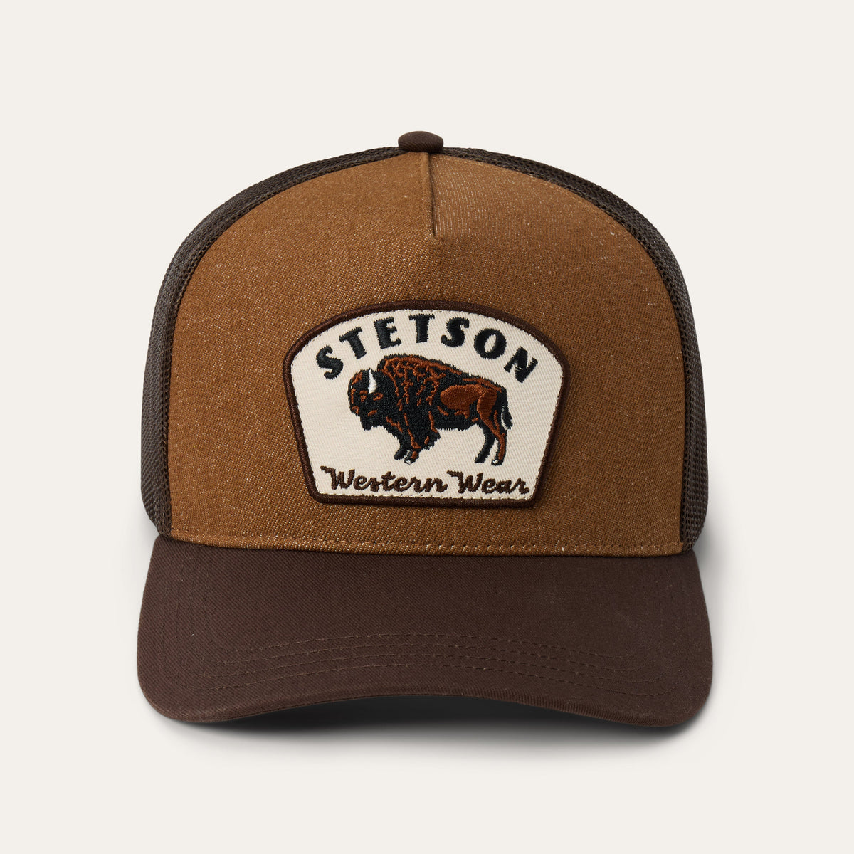 Bison Patch Trucker Hat Brown | Stetson Hats