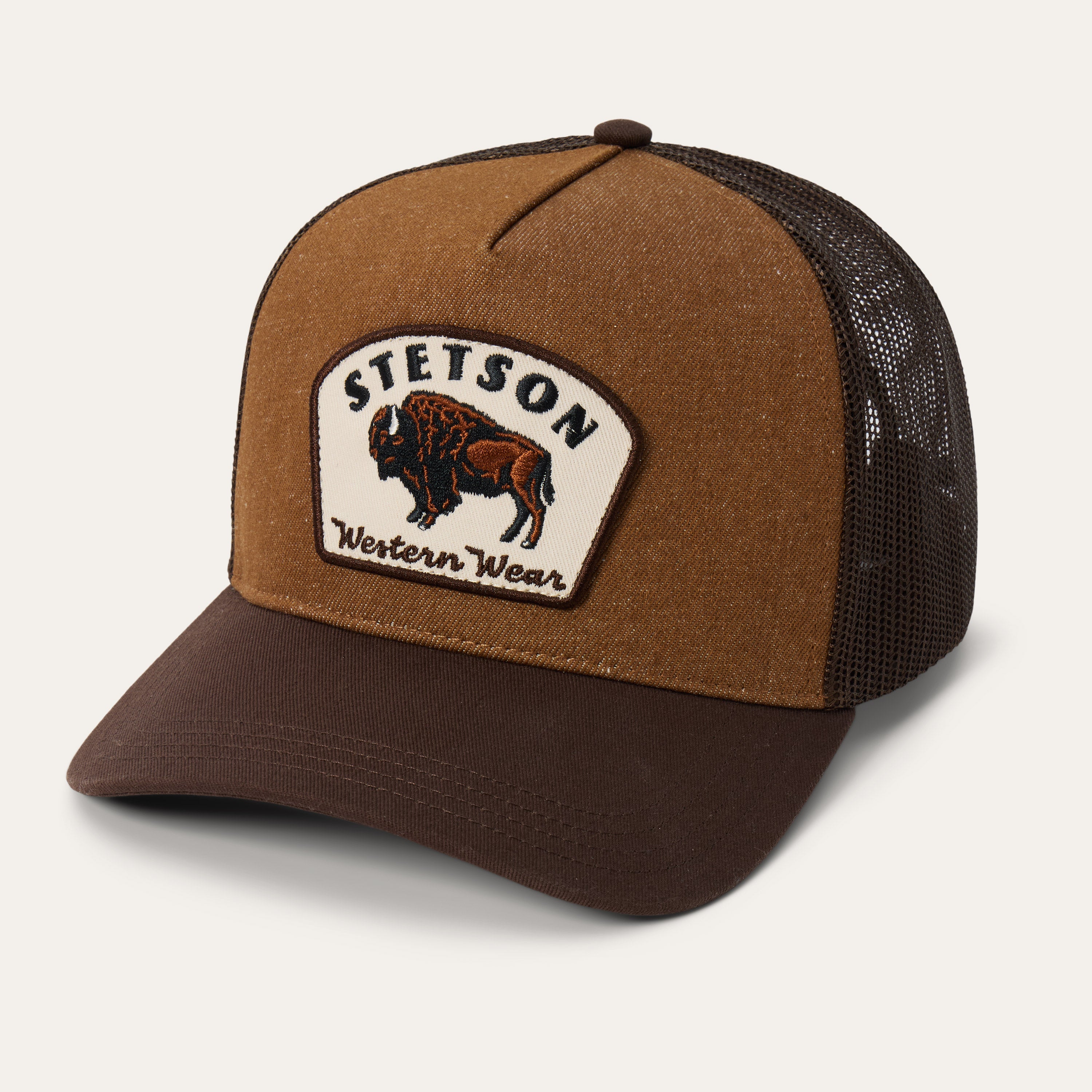 Bison Patch Trucker Hat Brown | Stetson Hats