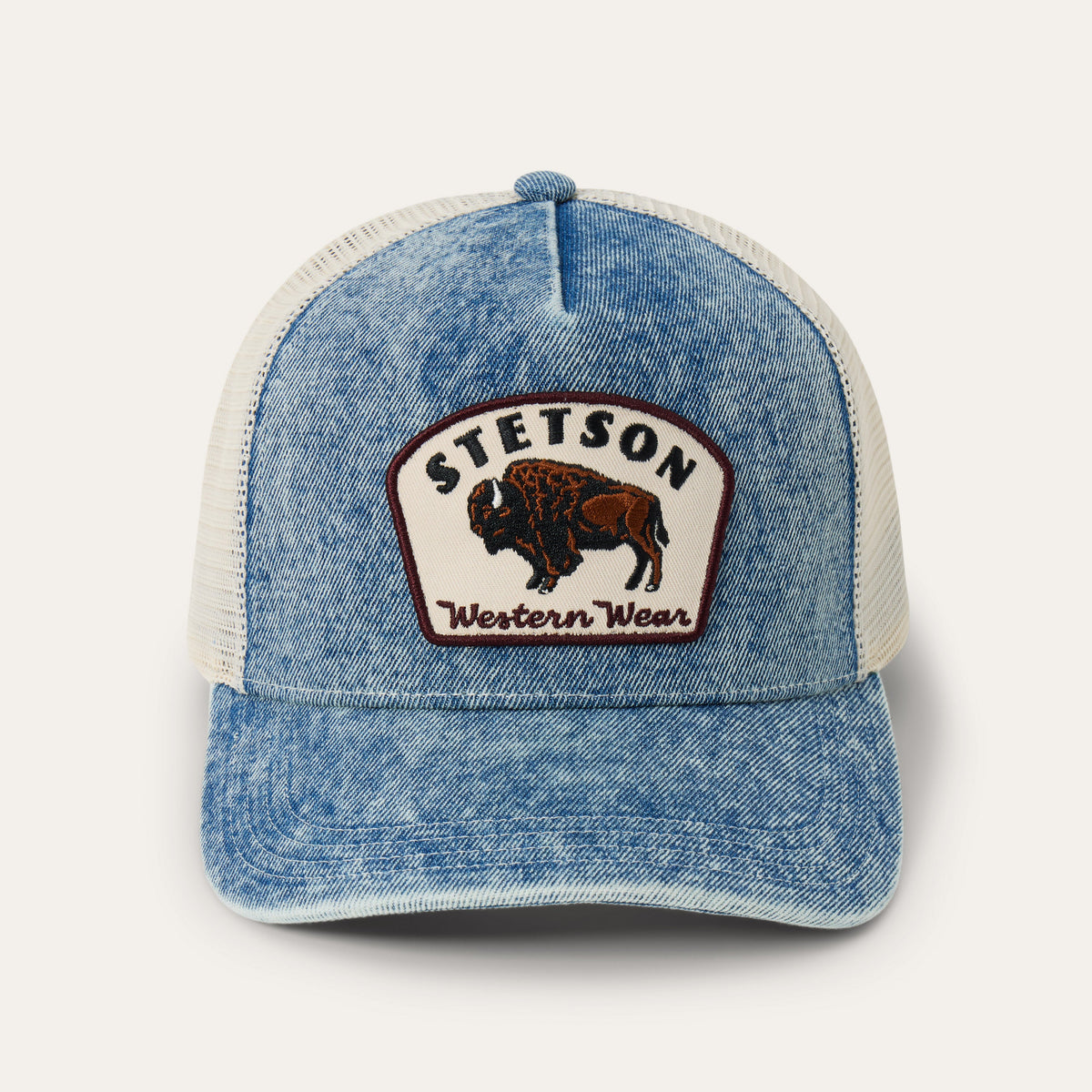 Bison Patch Trucker Hat Denim | Stetson Hats